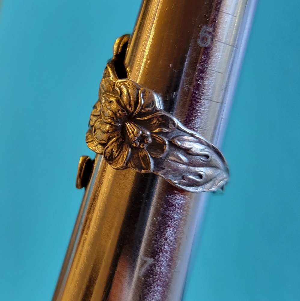 Antique Vintage Sterling Silver Daffodil Spoon Ring - Picture 12 of 14